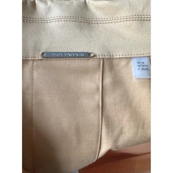 Elie Tahari Blue Label Tunic Blouse M Gold Cotton Blend 3/4 Sleeve V-Neck Top - Picture 5 of 7